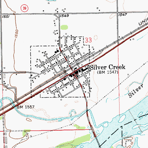 Topographic Map of Silver Creek Post Office, NE