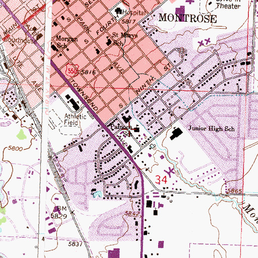 Topographic Map of Pamona School, CO