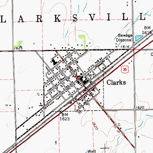 Topographic Map of Clarks Post Office, NE