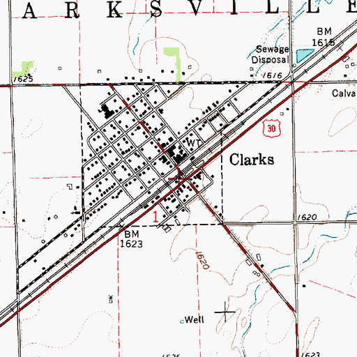 Topographic Map of Clarks, NE