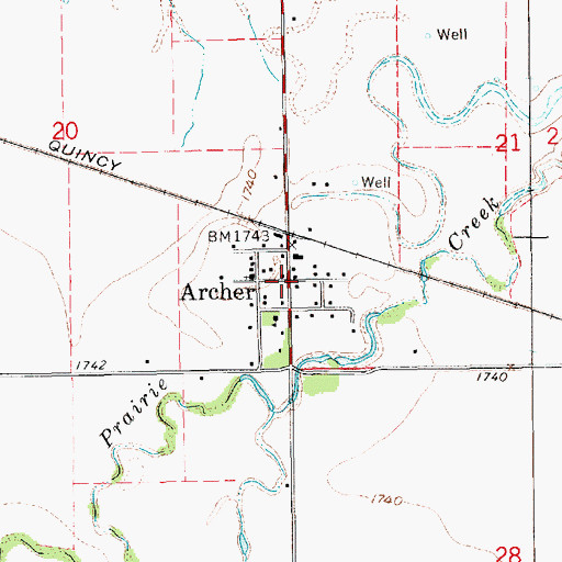 Topographic Map of Archer Post Office (historical), NE