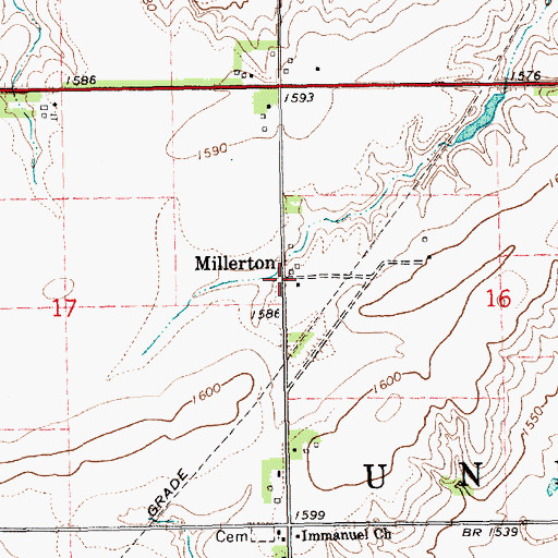 Topographic Map of Millerton (historical), NE