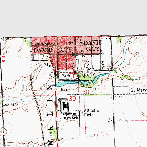 Topographic Map of David City Park Campground, NE