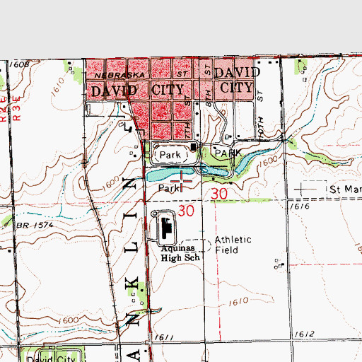 Topographic Map of David City Park, NE