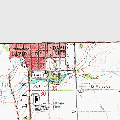 Topographic Map of Butler County Clinic, NE