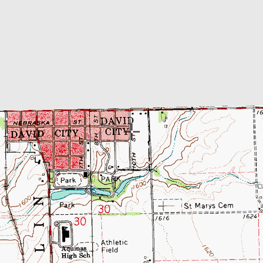 Topographic Map of David Place, NE