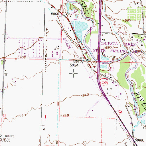 Topographic Map of Chipeta State Park, CO