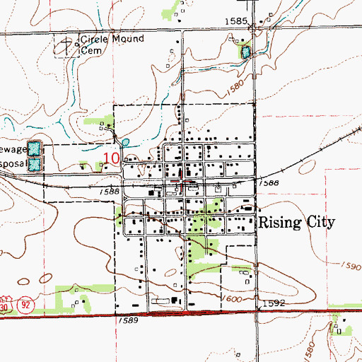 Topographic Map of Rising City, NE