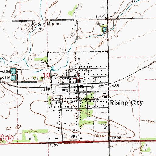Topographic Map of Rising City Community Library, NE