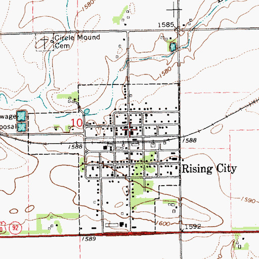 Topographic Map of Rising City Post Office, NE