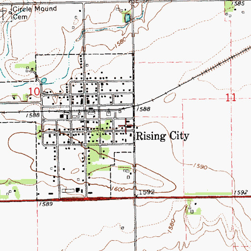 Topographic Map of Rising City Public Schools, NE