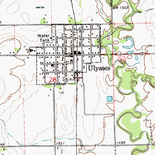 Topographic Map of Ulysses, NE