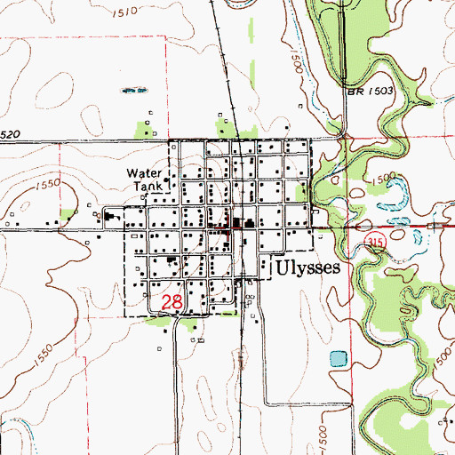Topographic Map of Ulysses Township Library, NE