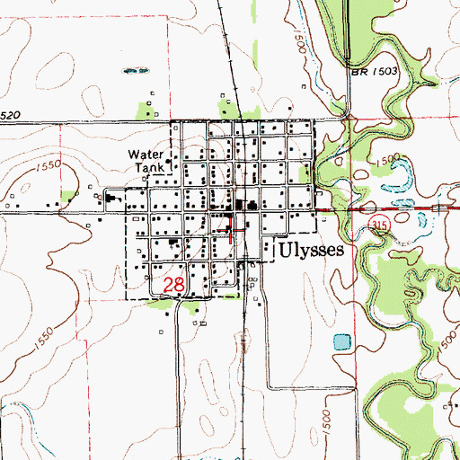 Topographic Map of Farmers Co-op Grain and Supply Elevator, NE
