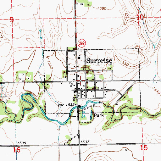 Topographic Map of Surprise Post Office, NE