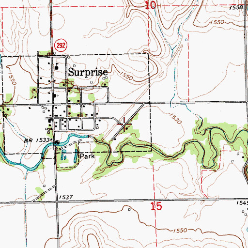 Topographic Map of Surprise (historical), NE