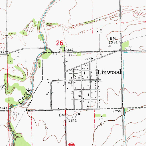 Topographic Map of Linwood Volunteer Fire Department, NE