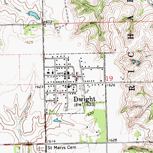 Topographic Map of Dwight (historical), NE