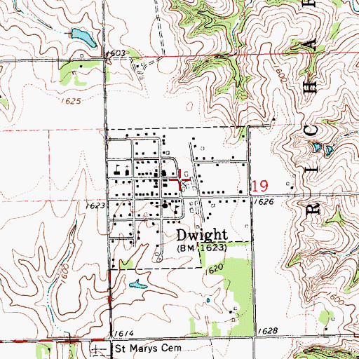 Topographic Map of Dwight Volunteer Fire Department, NE