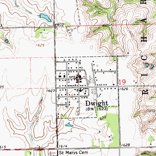 Topographic Map of Dwight Elementary School, NE