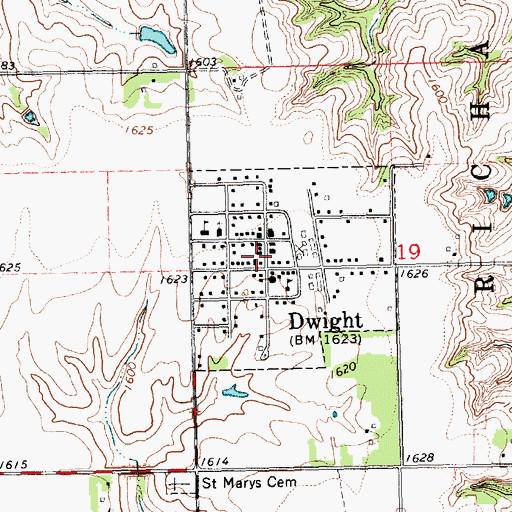 Topographic Map of Dwight Post Office, NE