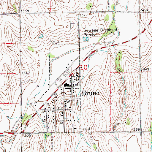 Topographic Map of Bruno Public School, NE
