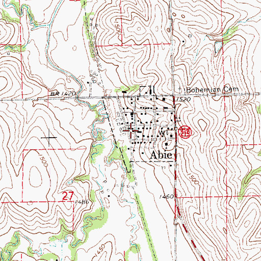 Topographic Map of Abie Volunteer Fire Department, NE