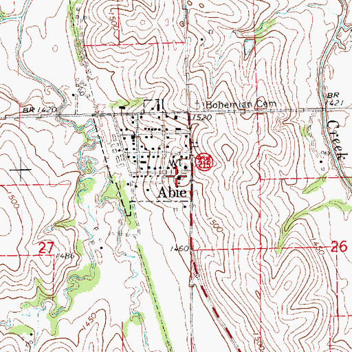 Topographic Map of Abie Public School, NE
