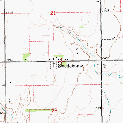 Topographic Map of Swedehome Post Office (historical), NE