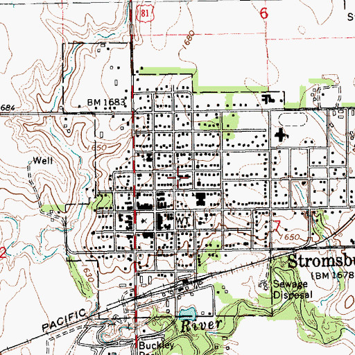 Topographic Map of Stromsburg Baptist Church, NE