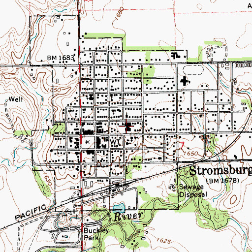 Topographic Map of Stromsburg High School, NE