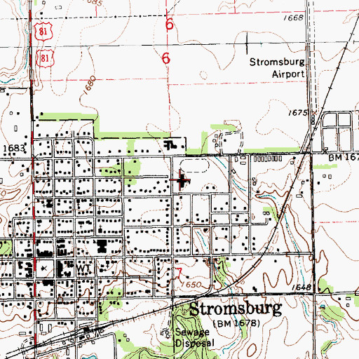 Topographic Map of Stromsburg Elementary School, NE