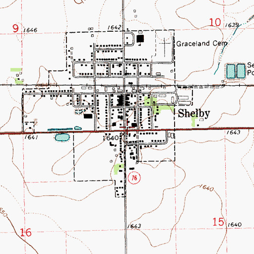 Topographic Map of Shelby Public Library, NE