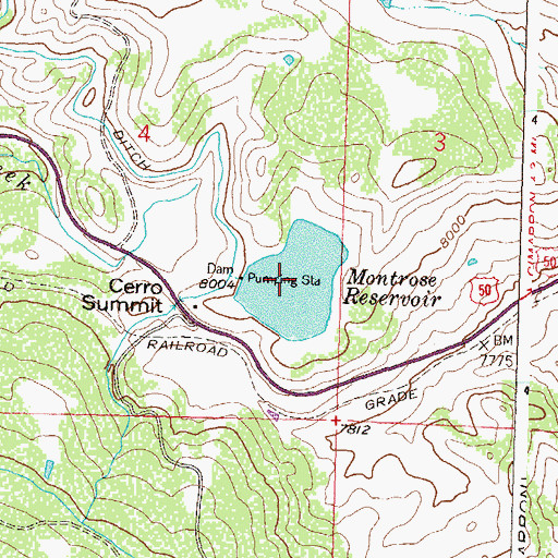 Topographic Map of Montrose Reservoir, CO