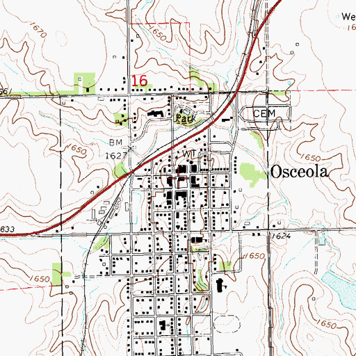 Topographic Map of Polk County Courthouse, NE