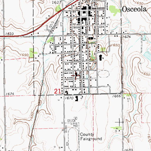 Topographic Map of Osceola Lutheran Church, NE