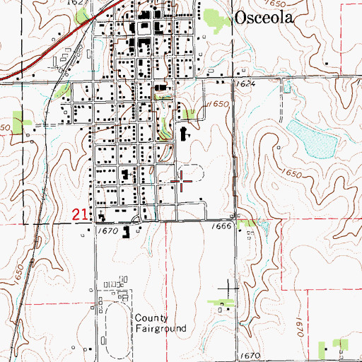 Topographic Map of Osceola High School, NE