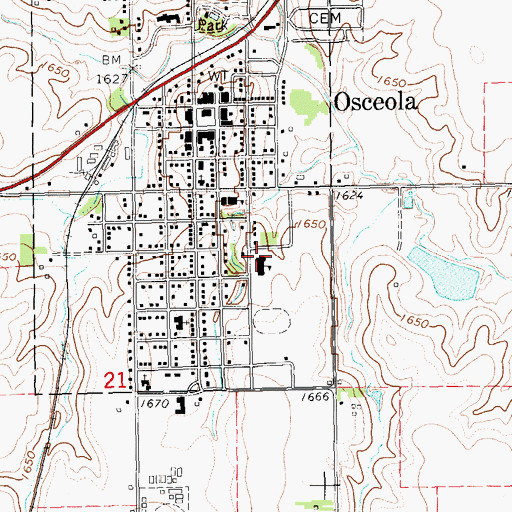 Topographic Map of Osceola Elementary School, NE