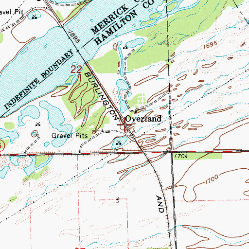 Topographic Map of Overland, NE