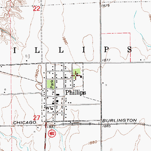 Topographic Map of Phillips City School (historical), NE