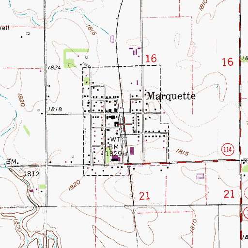 Topographic Map of Marquette, NE