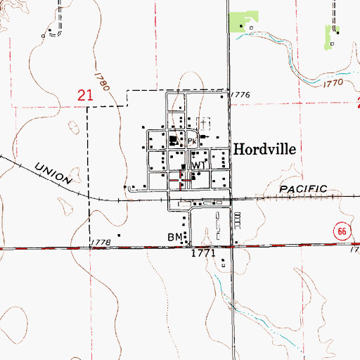 Topographic Map of Hordville Post Office, NE