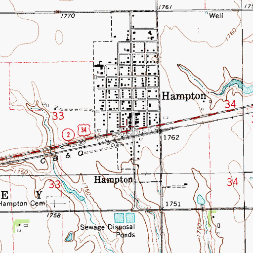 Topographic Map of Hampton Volunteer Fire and Rescue, NE