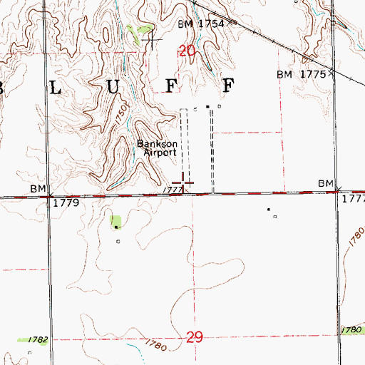 Topographic Map of Bankson Airport (historical), NE