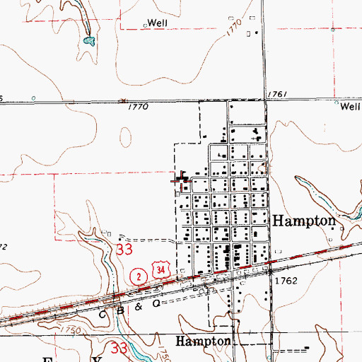 Topographic Map of Hampton Public Schools, NE
