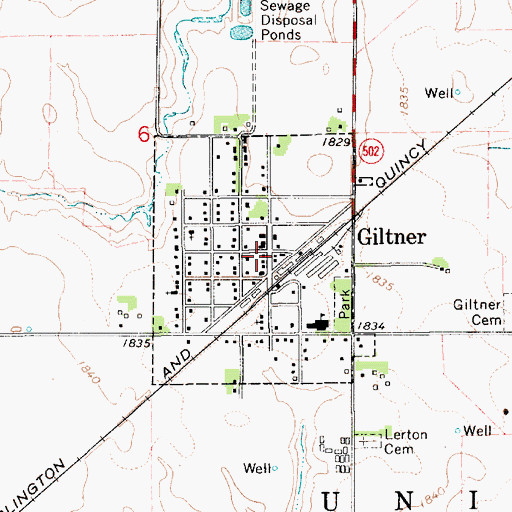 Topographic Map of Giltner Post Office, NE