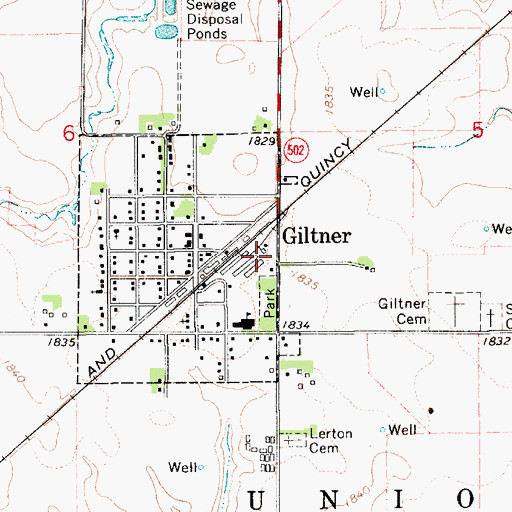Topographic Map of Giltner, NE