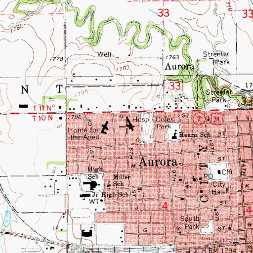 Topographic Map of Memorial Hospital, NE