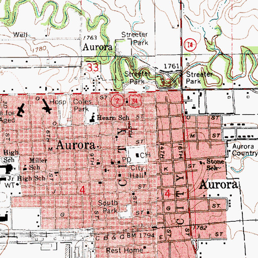 Topographic Map of Aurora Dental Clinic, NE