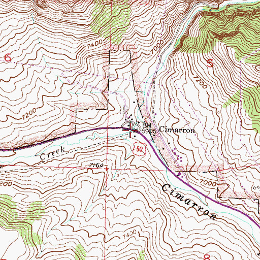 Topographic Map of Cimarron, CO
